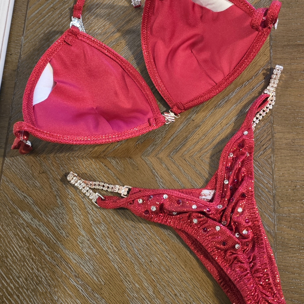 Red Rhinestone Bikini Set - Picture 2 of 4